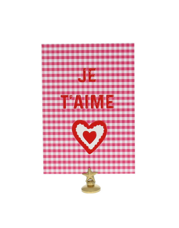 Carte JE T'AIME Vichy rose