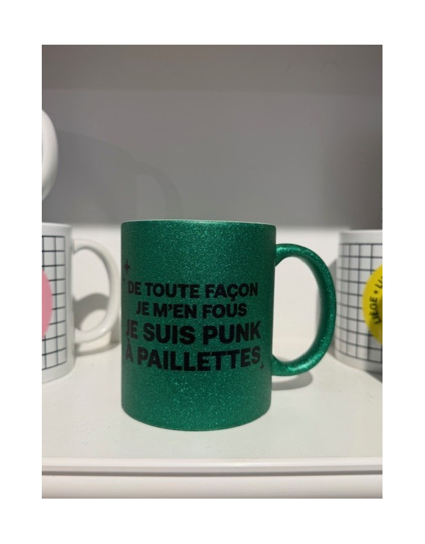 Mug PUNK A PAILLETTES VERT
