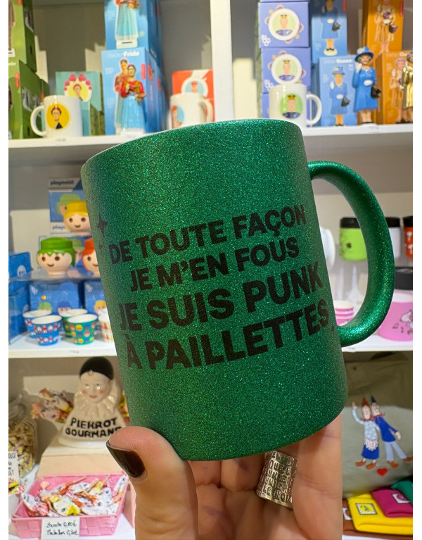 Mug PUNK A PAILLETTES VERT
