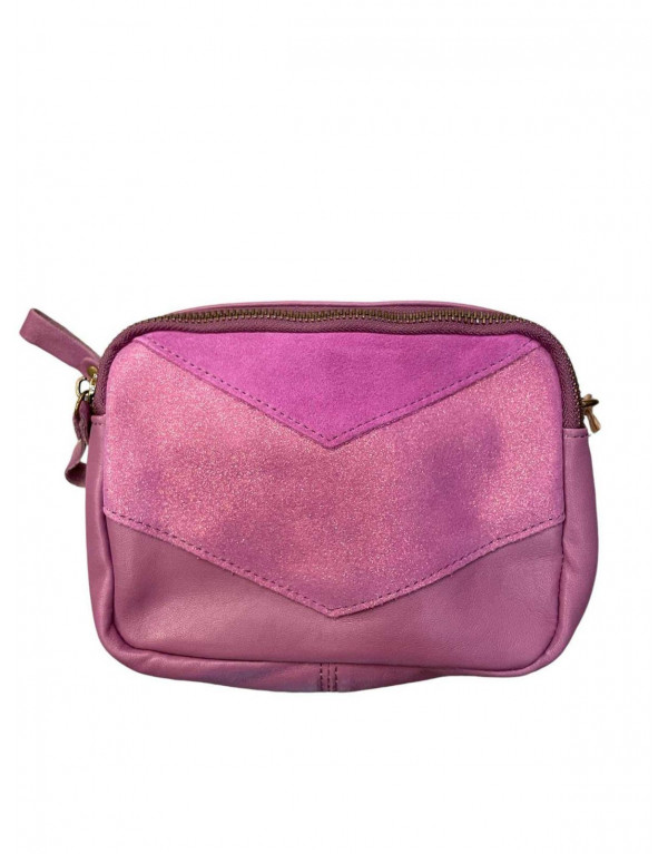 Sac à main cuir et daim PRUNE