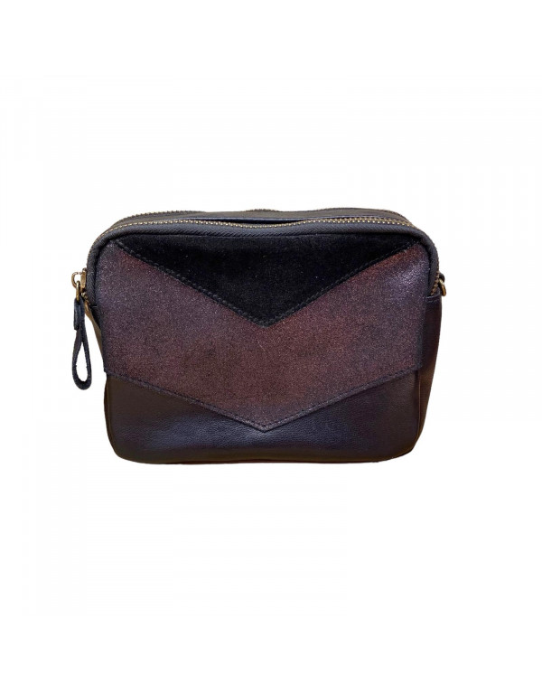 Sac à main cuir et daim NOIR