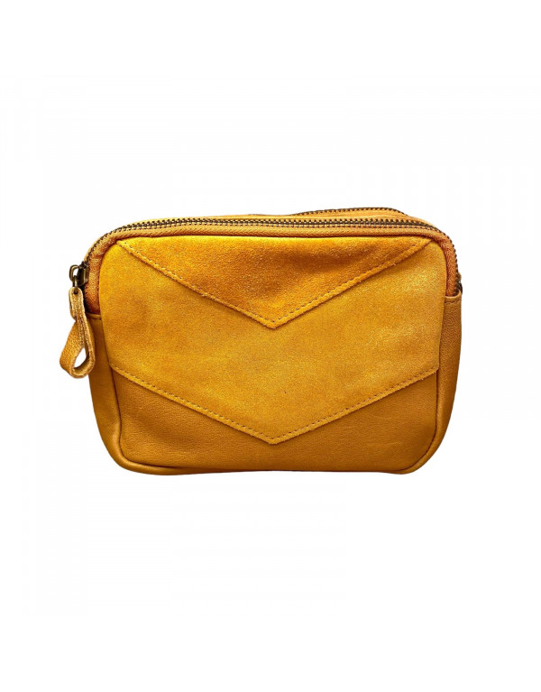 Sac à main cuir et daim JAUNE