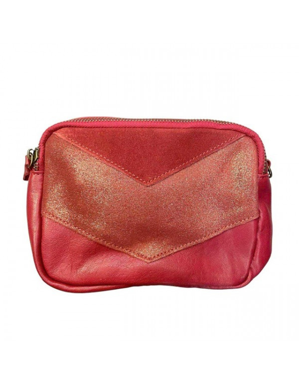 Sac à main cuir et daim ROUGE