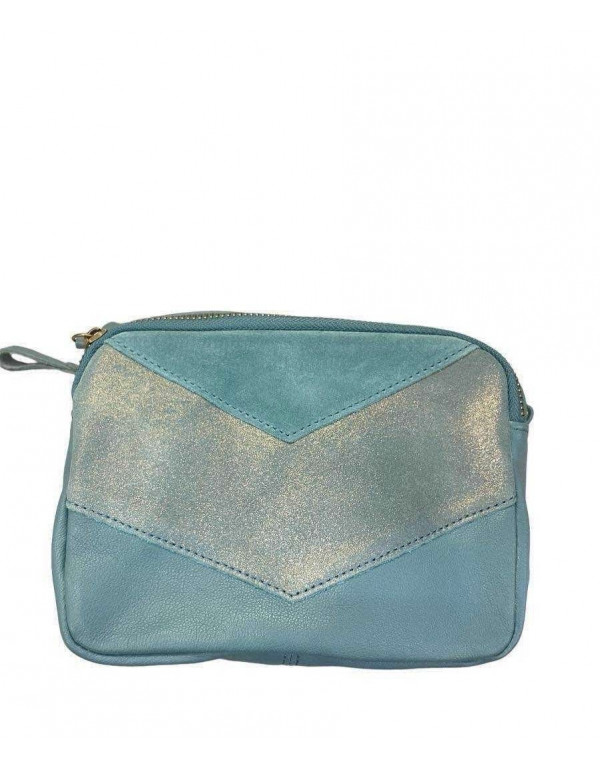 Sac à main cuir et daim BLEU