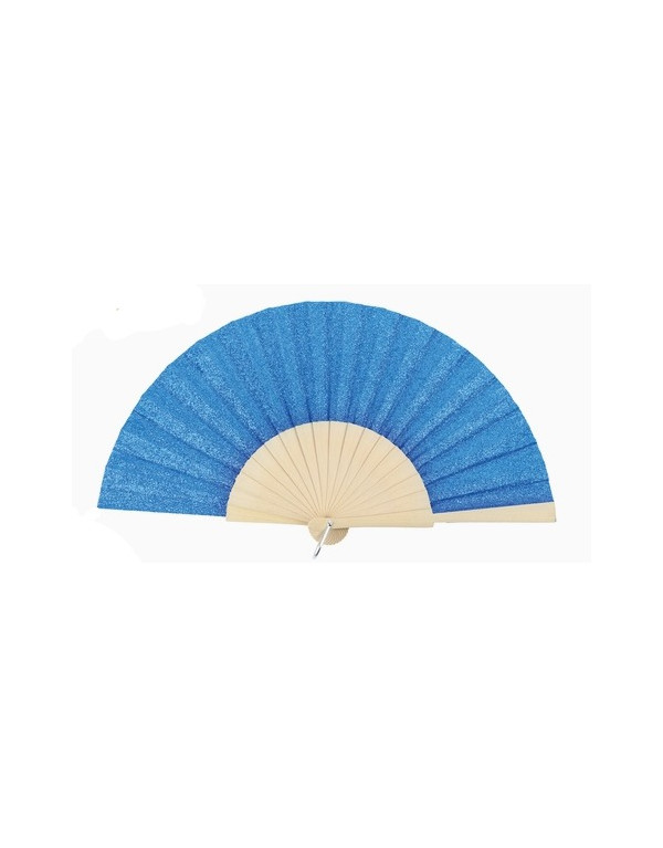 Éventail à paillettes BLEU