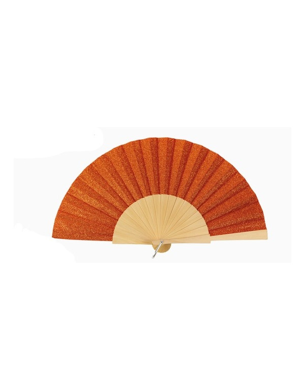 Éventail à paillettes ORANGE