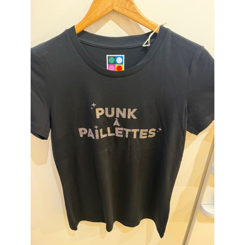 T-shirt PUNK A PAILETTES Noir & Argent