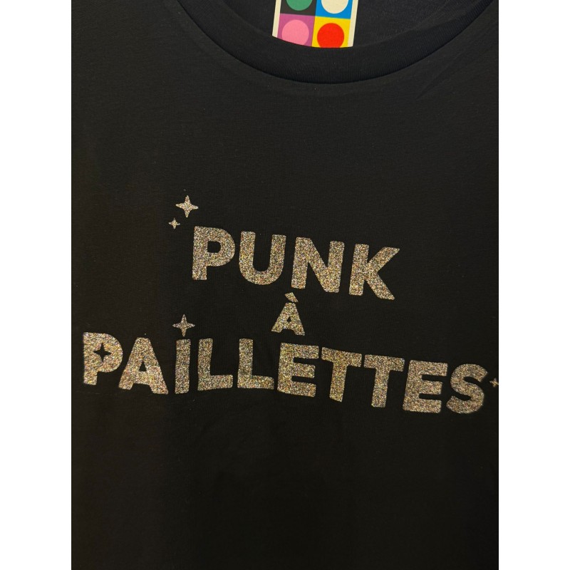 T-shirt PUNK A PAILETTES Noir & Argent