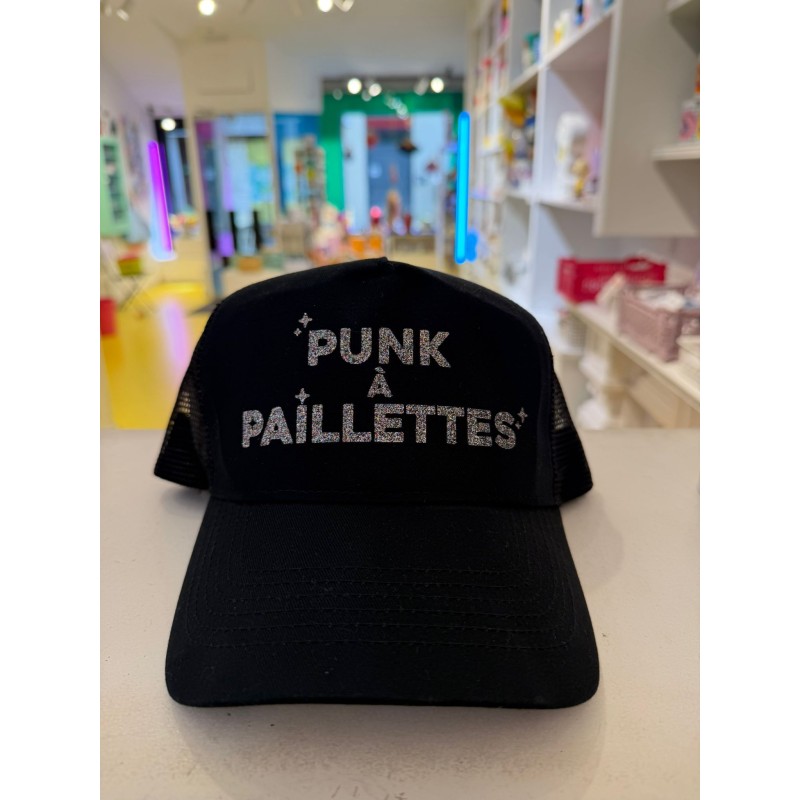 Casquette PUNK À PAILLETTES NOIRE