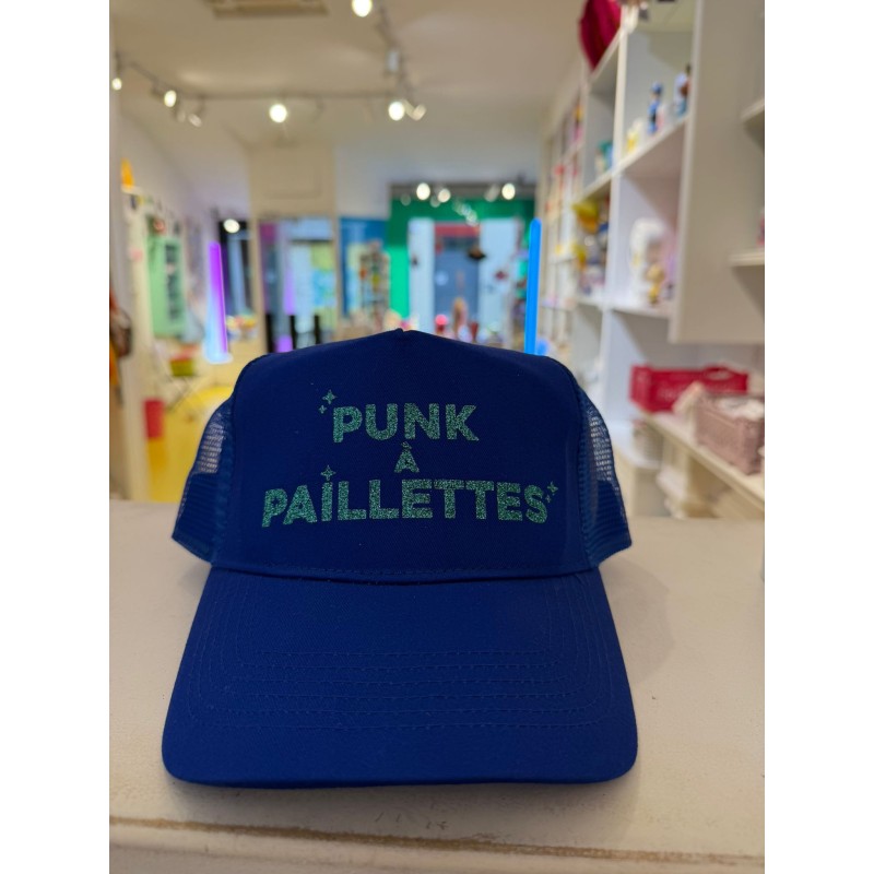 Casquette PUNK À PAILLETTES BLEUE