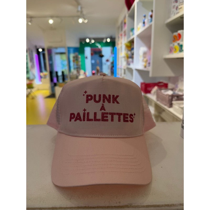 Casquette PUNK À PAILLETTES ROSE