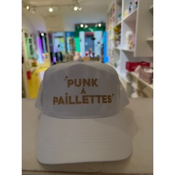 Casquette PUNK À PAILLETTES BLANCHE ET DORÉE