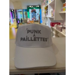 Casquette PUNK À PAILLETTES BLANCHE ET ARGENTÉE