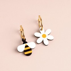 Boucles d'oreille ABEILLE ET FLEUR