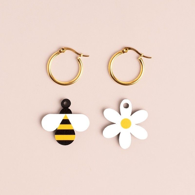 Boucles d'oreille ABEILLE ET FLEUR