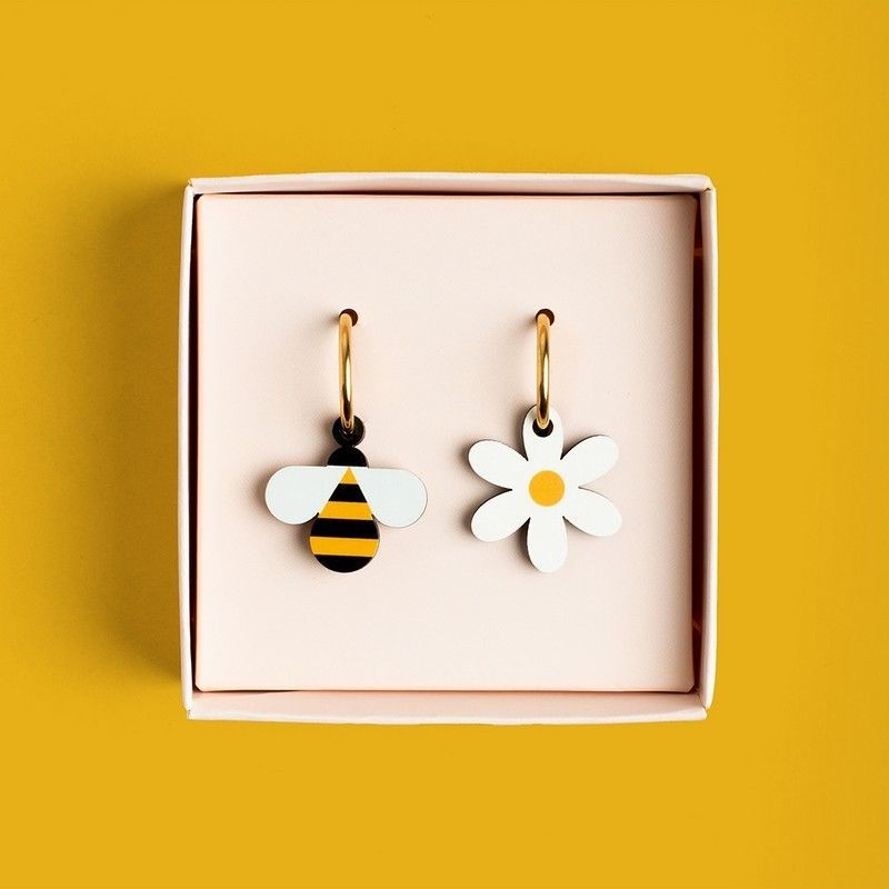 Boucles d'oreille ABEILLE ET FLEUR