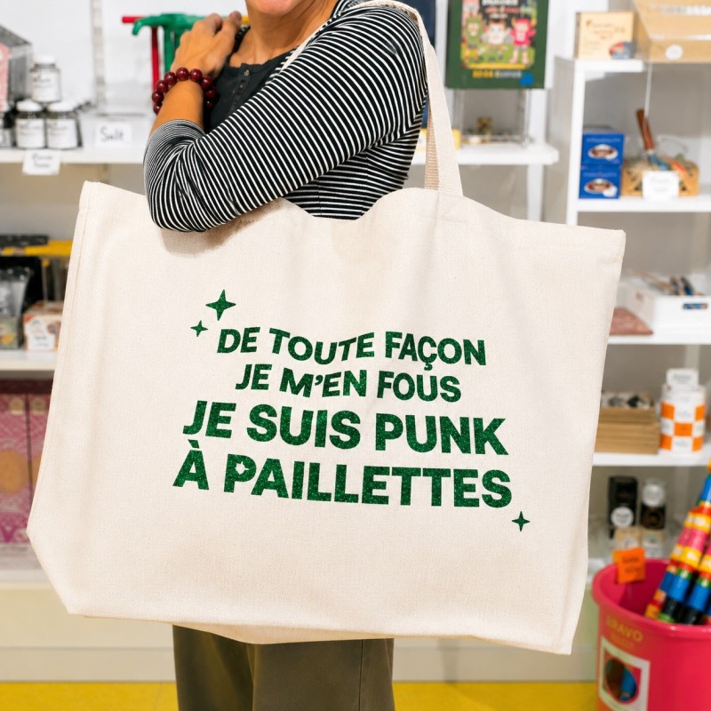 Sac XXL PUNK À PAILLETTES Vert