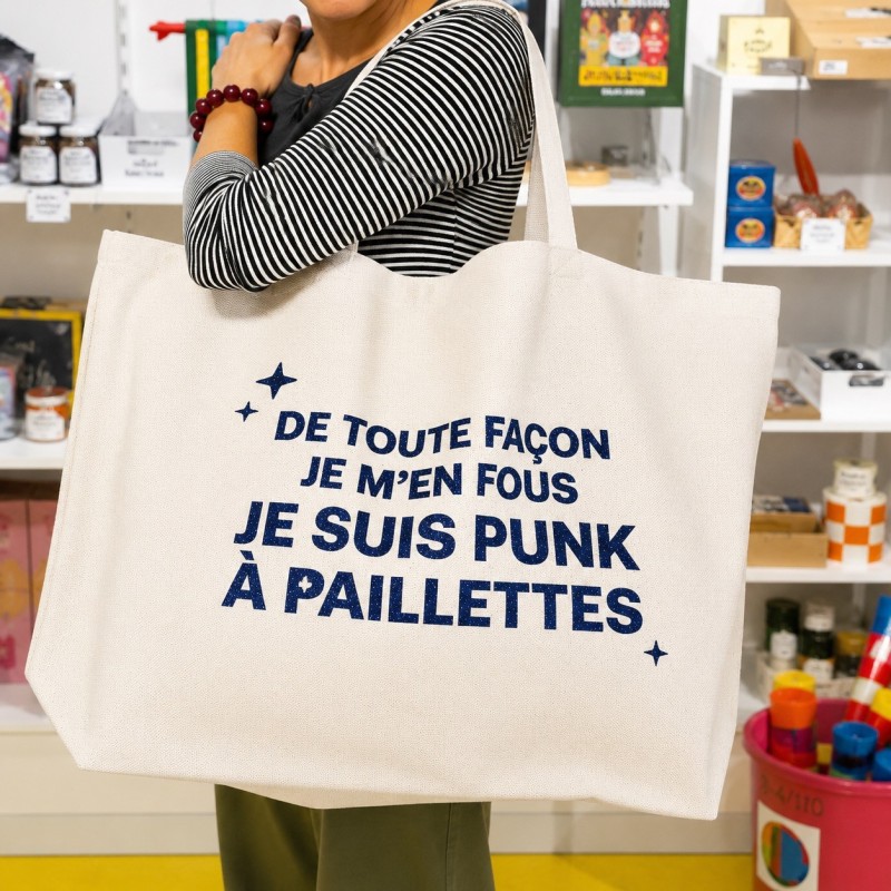 Sac XXL PUNK À PAILLETTES Bleu