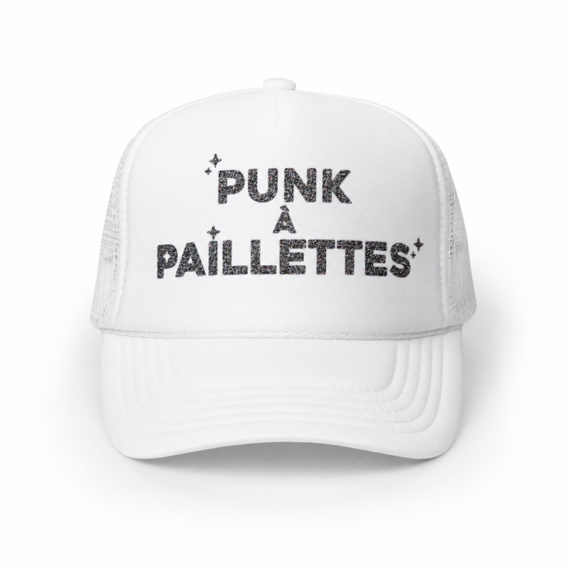 Casquette PUNK À PAILLETTES Blanc & Argenté