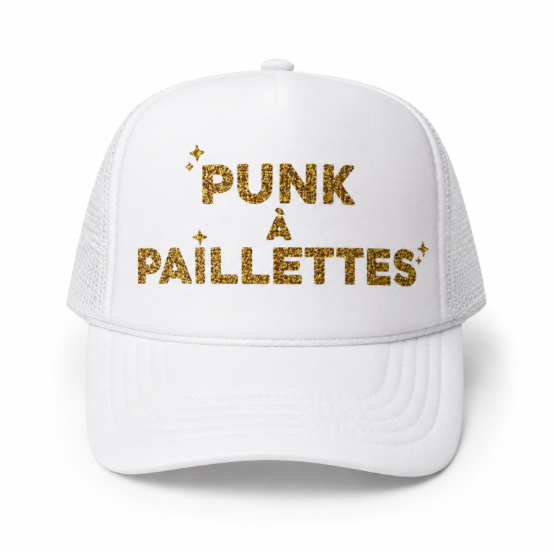 Casquette PUNK À PAILLETTES Blanche et Dorée