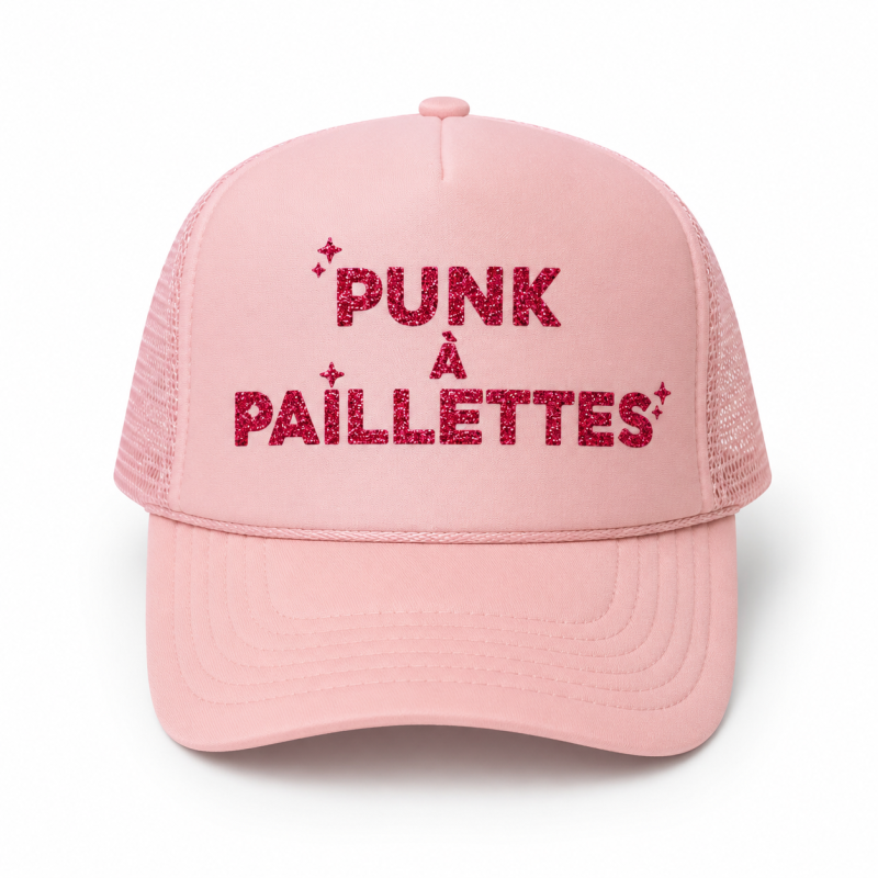 Casquette PUNK À PAILLETTES ROSE