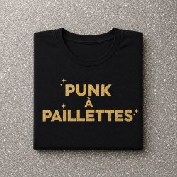 T-shirt PUNK A PAILETTES Noir & Or