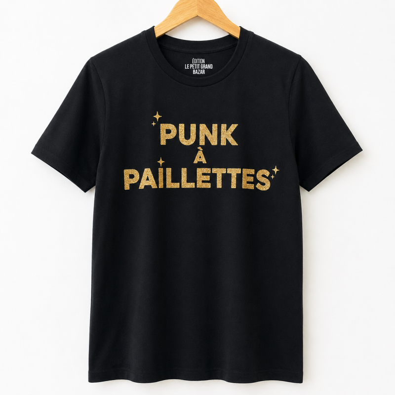 T-shirt PUNK A PAILETTES Noir & Or