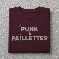 Sweat PUNK A PAILLETTES Bordeau & Paillettes multicolores