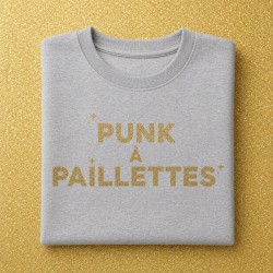 Sweat PUNK A PAILlETTES Gris & Paillettes Dorées