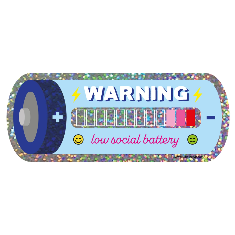 Sticker WARNING LOW SOCIAL BATTERY