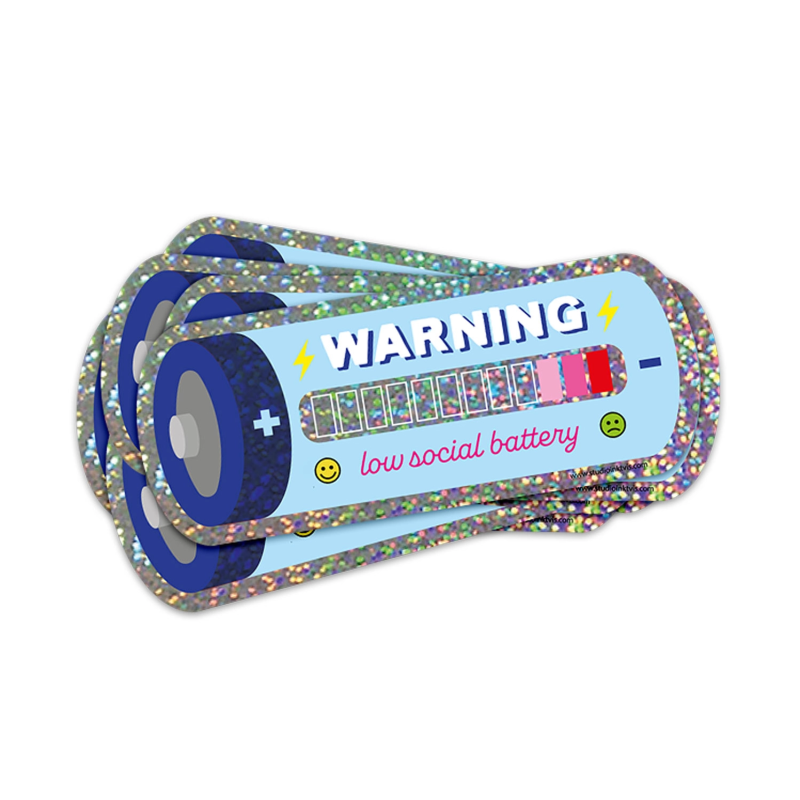 Sticker WARNING LOW SOCIAL BATTERY