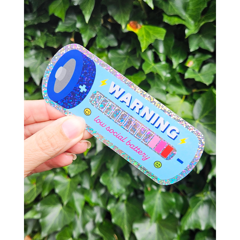 Sticker WARNING LOW SOCIAL BATTERY