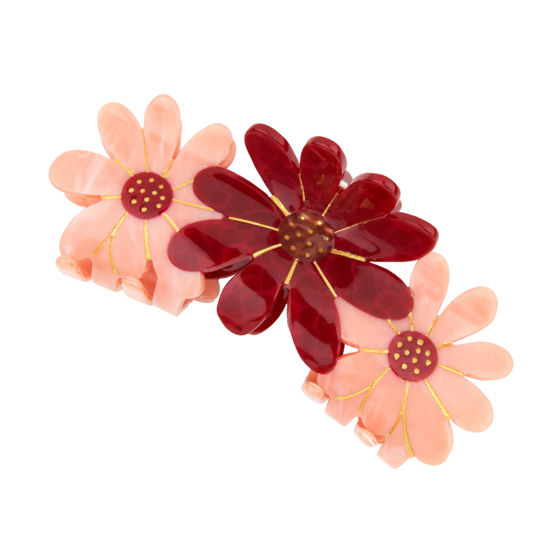 Pince à cheveux TRIO FLEURS ROSES