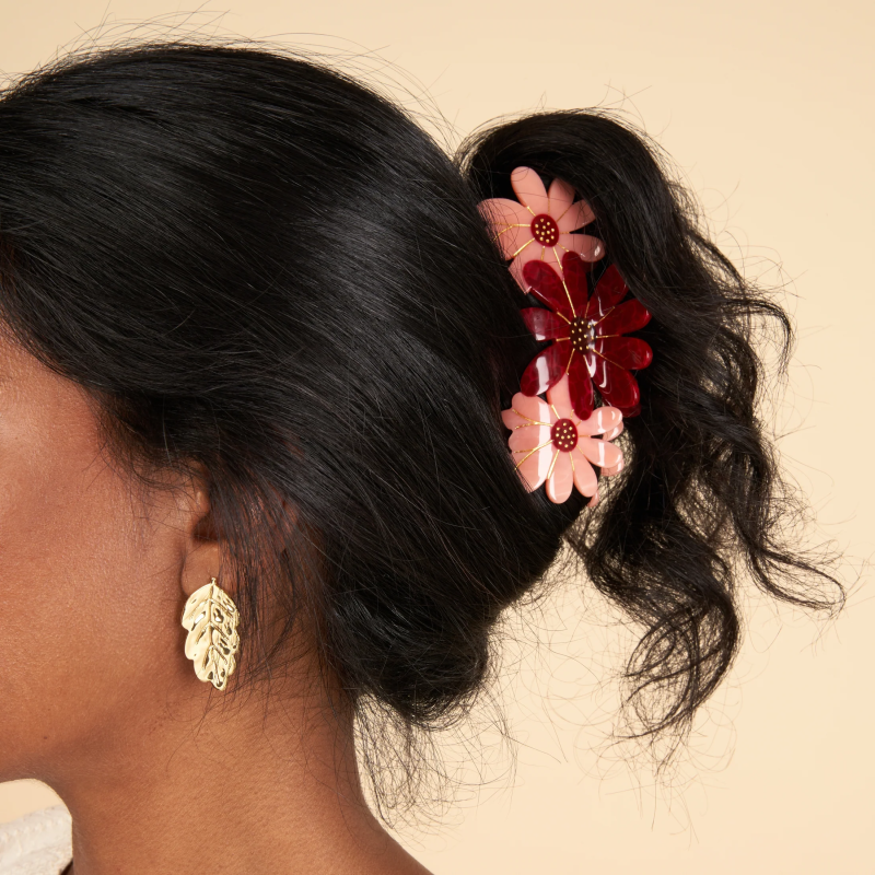 Pince à cheveux TRIO FLEURS ROSES