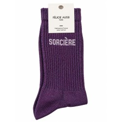 Chaussettes à paillettes violet SORCIÈRE