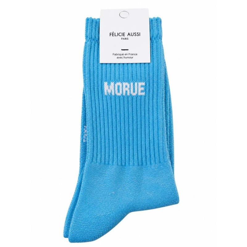 Chaussettes MORUE turquoise paillettes