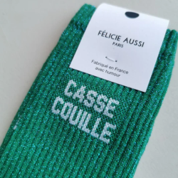 Chaussettes CASSE COUILLE vert pailleté