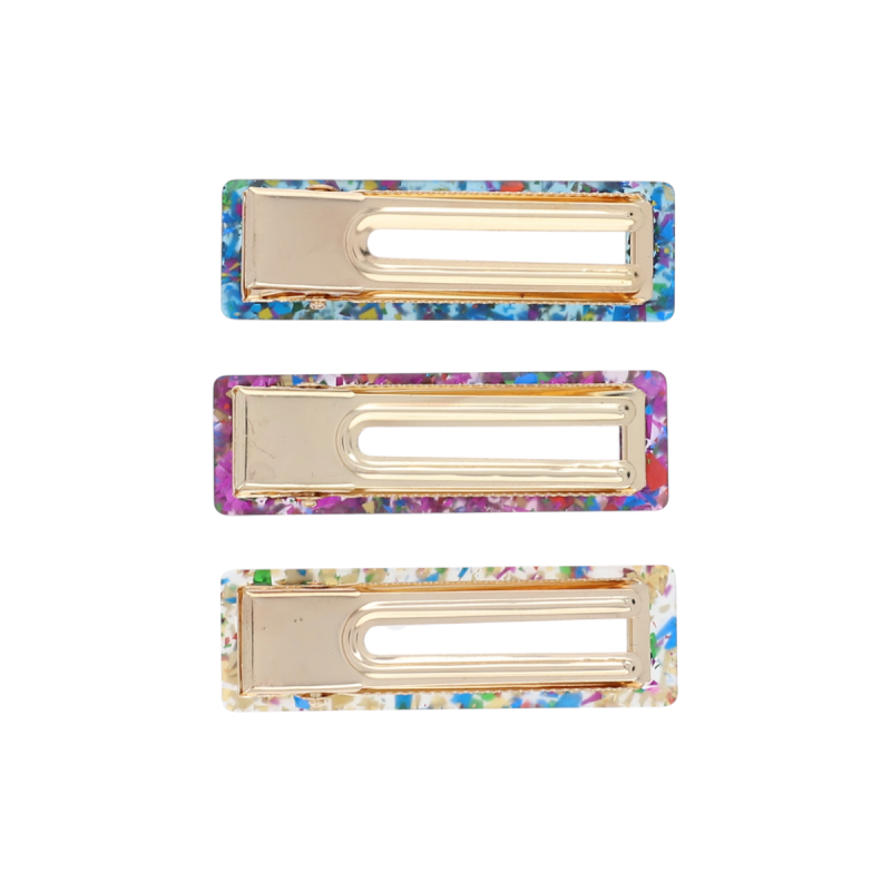 Lot de 3 barrettes rectangles ECLATS GOLD