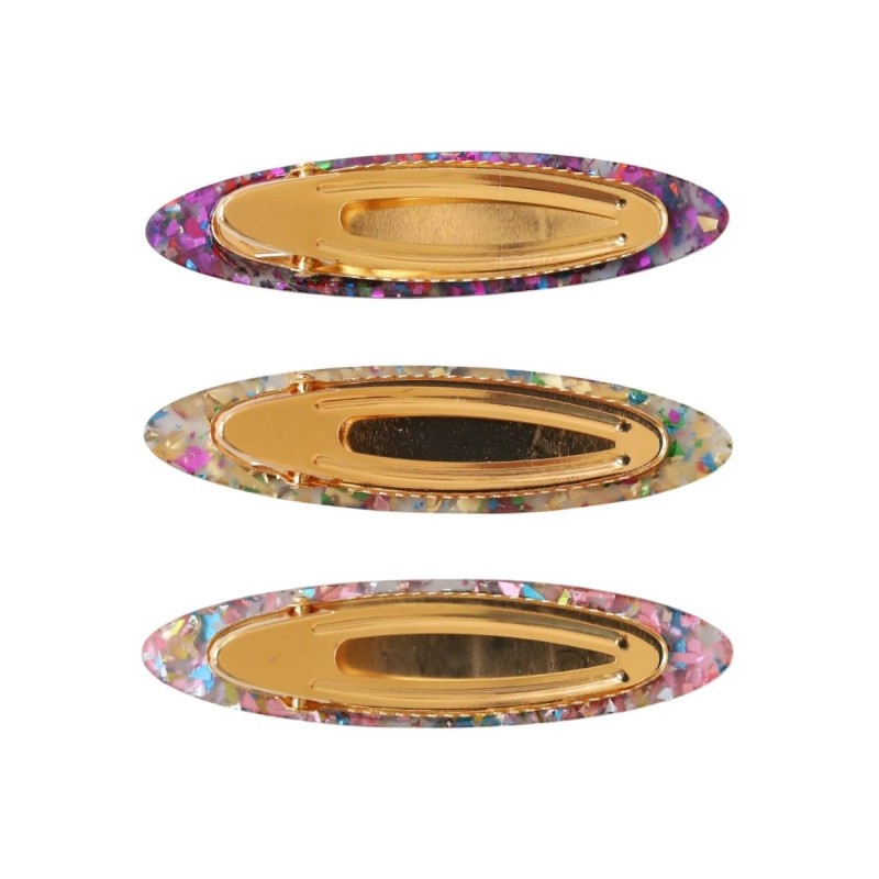 Lot de 3 barrettes ovales ECLATS GOLD