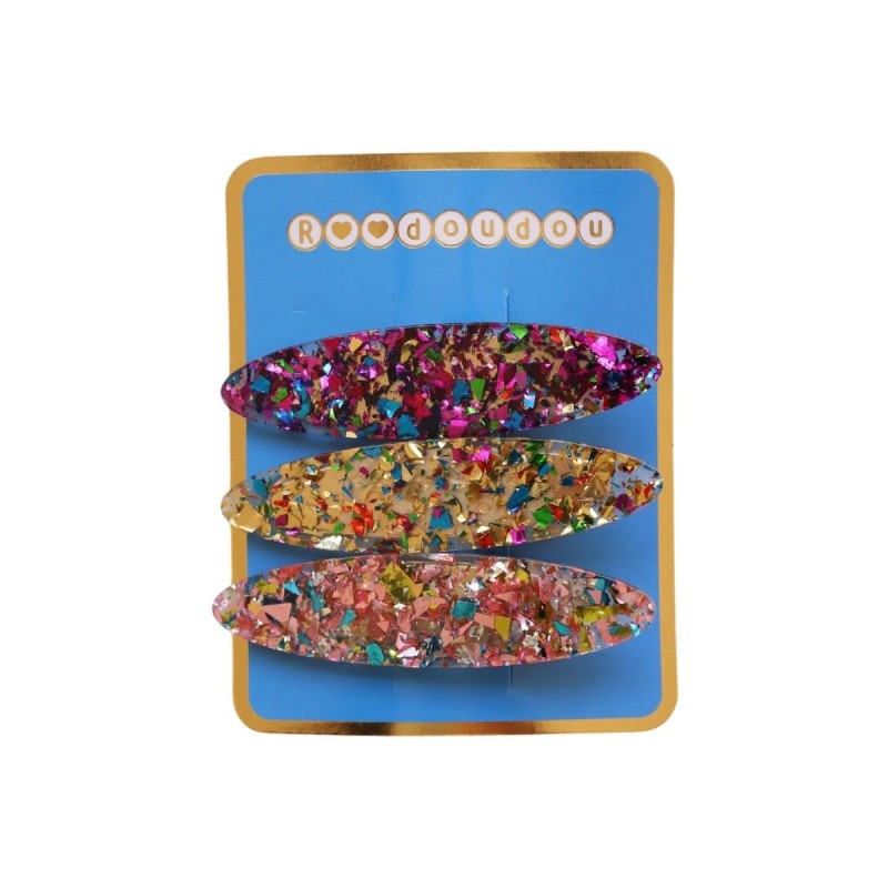 Lot de 3 barrettes ovales ECLATS GOLD