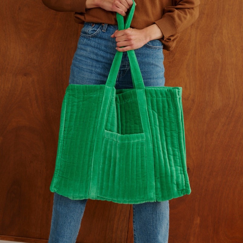 Cabas velour VERT