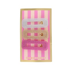 Lot de 3 barrettes rectangles PAILLETTES
