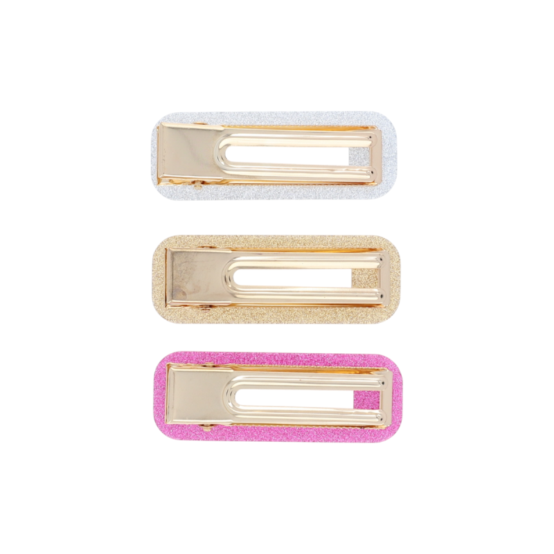 Lot de 3 barrettes rectangles PAILLETTES