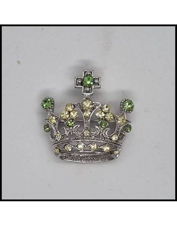 Broche COURONNE S vert / croix