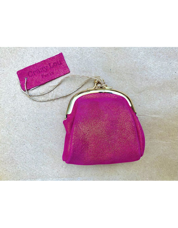 Porte-monnaie daim FUCHSIA