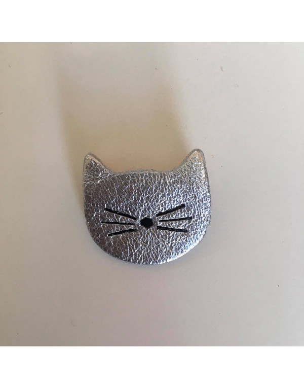 Broche chat argent / cuir...