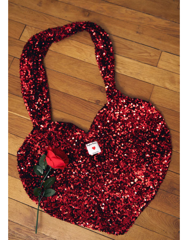 Tote bag COEUR paillettes...