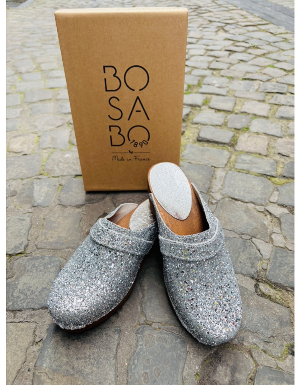 Sabots glitter ARGENT