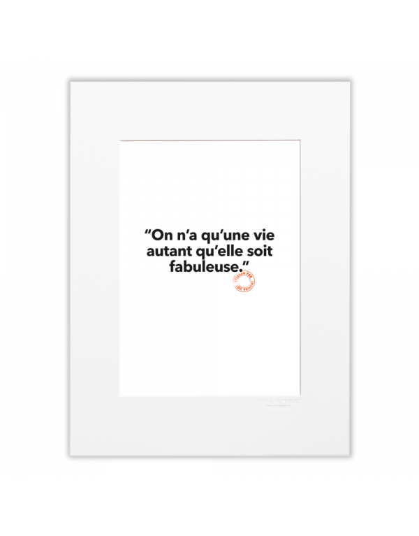 Carte ON N'A QU'UNE VIE