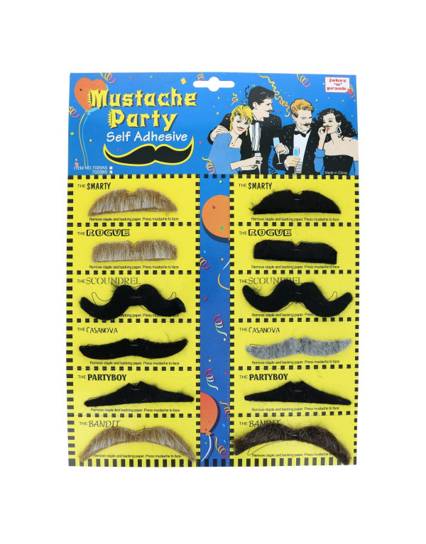 Lot de 12 moustaches